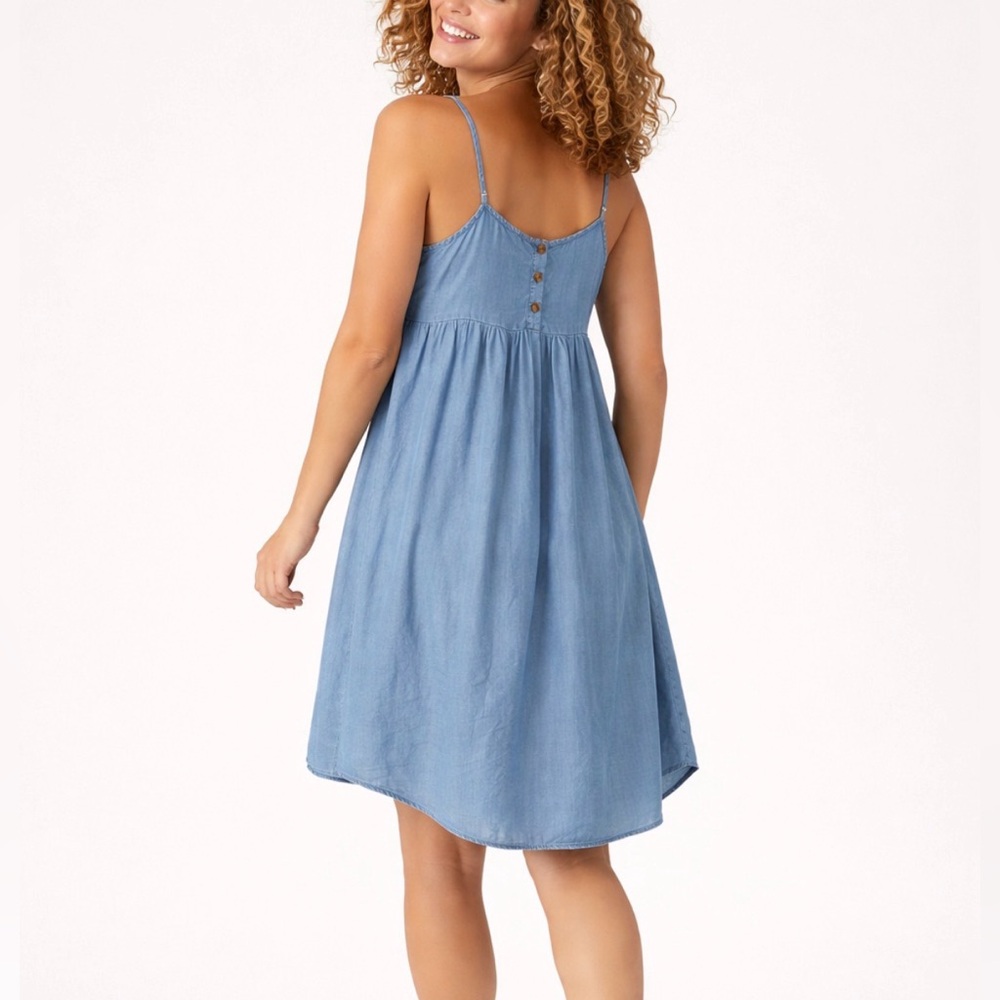 Knox Rose Denim Look Midi Dress Boho Chic Relaxed Style Large Casual Everyday - Picture 2 of 14